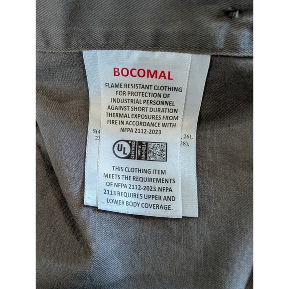 BOCOMAL FR Flame Resistant Work‎ Shirt Gray NFPA 2112 CAT2 Long Sleeve Utility - Picture 8 of 8